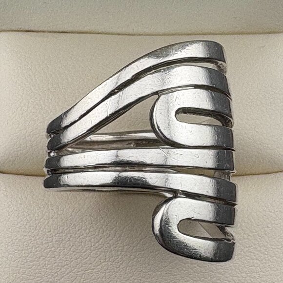 925 Sterling Silpada Modern Maze Sculptured 1" wide Ring Sz 10 - 12.7 grams - Picture 4 of 13